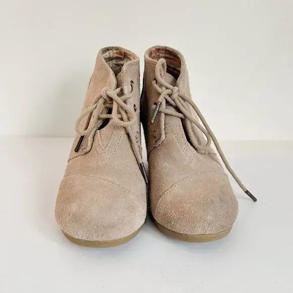 Toms Suede Desert Wedge Tie Ankle Bootie Size 7 Tan - Picture 4 of 7